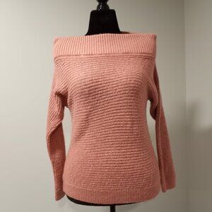 EXPRESS PINK THICK WIDE NECK CHUNKY KNIT SWEATER TOP WOMEN SIZE M